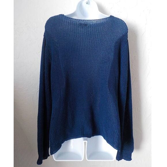 Woven Heart Women XL Blue Sweater V-Neck Front Twist Knot Loose Knit Long Sleeve - Picture 5 of 10